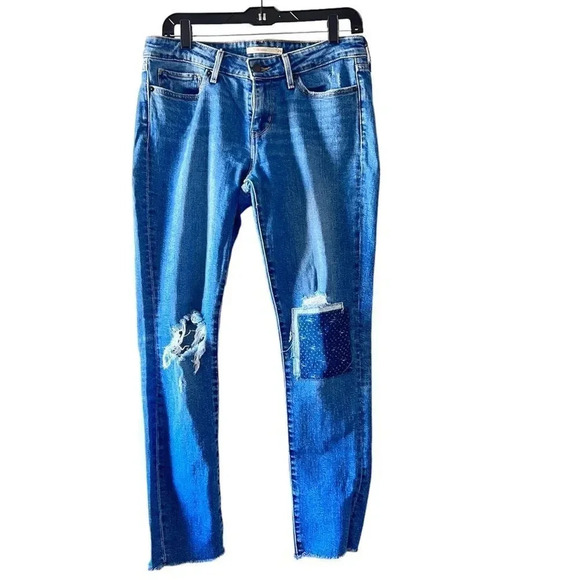Levi’s‎ 711 Women's Cotton Skinny Distressed Patch Jeans 29 - Picture 2 of 9